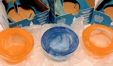 3 PartyLite Indulgences Swirl Votive Tea light Candleholders Blue 1 Orange 2 NOS picture
