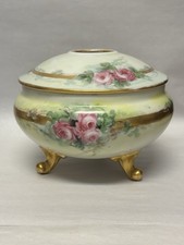 Antique 1900s Vienna Austria Hand-painted Porcelain Hair Receiver #6057 picture