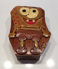Tropical Wood Puzzel Trinket Box with Hidden Compartment picture