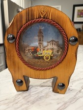 Vintage Sicilian Cart Diorama Messina Italy Folk Art Wood Shadow Box MCM picture