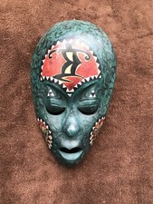 Hand-Painted Decorative Mask Abstract Green Red Black Pattern Collectible picture