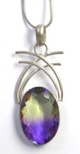 74 Ct Natural Bi-Color Ametrine Pendant Oval Shape 925 Silver IGL Gemstone 6MHS picture