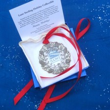 RARE • NEW • LUNT 2003 HOLIDAY WREATH Sterling Silver Christmas Ornament picture