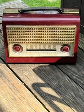 Vintage 1948 Tele-Tone Model 185 Portable Vacuum Tube Radio AM Red Art Deco MCM picture