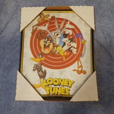 Vintage 2000 Warner Bros Looney Tunes Framed Character Art Print Bugs Bunny Taz picture