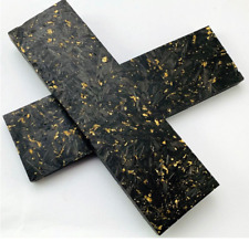 2 Pcs Black Carbon Fiber GOLD Foil Resin Knife Handle Material Scales Blanks picture