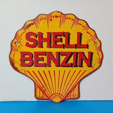 Vintage SHELL BENZIN Porcelain Enamel Sign 6