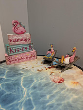 2Pcs Pink Flamingo Figurines Resin Flamingo Bird Sculpture,Small Flamingo Orn... picture