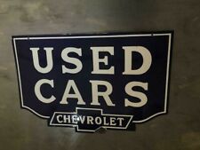 PORCELAIN  CHEVROLET  USED CARS ENAMEL SIGN  30X20 INCHES DOUBLE SIDED picture