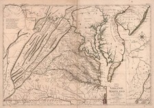 Virginia Maryland Map 1777 Revolutionary War Vintage Reprint Wall Art picture