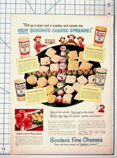 Vintage Borden's Cheese Spreads Ad Elsie Cow 1950s Food Advertising Ephemera picture
