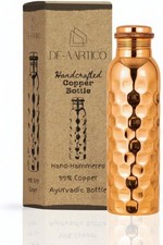 34 oz Hammered Copper Water Bottle Pure Ayurvedic Drinking Vessel Detox picture