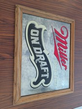 Vintage 1983 Miller High Life On Draft Bar Mirror picture