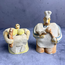 Painted Ceramic Chef & People Figurines Set of 2 Multicolor 5 in Tall picture
