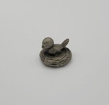 Pewter - Bird in Nest Miniature Figurine picture