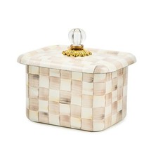 NEW MacKenzie Childs Mocha Check Recipe Box,No Import Fees picture