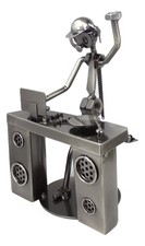 Broadway Gift Disc Jockey DJ Spinner Silver Tone 6 inch Table Metal Decorative picture