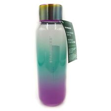 Starbucks Ombré Glass Bottle Travel Tumbler Purple Teal Iridescent Lid Summer picture