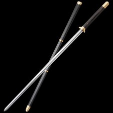 Small Yuanbao Double-Handed Chinese Sword Pattern Steel Blade Brass Fittings picture