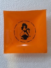 Vintage 1960's The Playboy Club Orange Glass Ashtray Collectible picture
