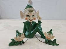 Vintage Arnart Pixie Elf Japan Spaghetti Trim Pixiware Chain Baby RARE Christmas picture