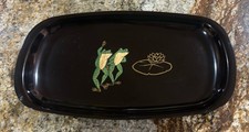 Vtg Couroc Monterey CA Tray Anthropomorphic Dancing Frogs MCM 12.5x7 Inlay picture