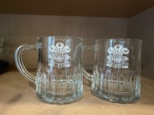 Vintage English 1/2 pint glasses Prince of Wales' motto 