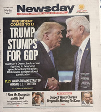 President Donald Trump Bruce Blakeman Handshake NY Newsday 8/15/26 picture