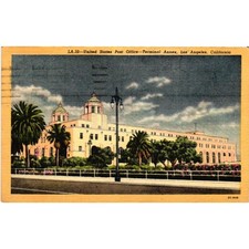 Vintage 1954 Los Angeles US Post Office Terminal Annex Linen Postcard LA32 2CH46 picture