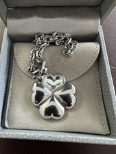 Authentic Lalique Four- Leaf Clover Silver Tone & Crystal Keyring/Bag Charm Read picture