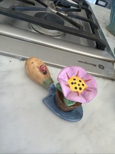 Vintage 1997 Vandor China Ceramic Salt & Pepper Shakers Garden Flower Pot Shovel picture