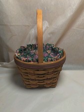 Longaberger 1996 Basket W/ Cloth Easter Egg & Plastic Liner & Handle picture