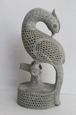 8.5 Inches Soapstone Peacock Statue Figurine Hand Carved Home Decor Unique Gift picture
