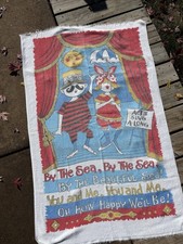 VTG Rare Beach Towel 60s 70s Retro Kitsch Singing Parisian Sun Terry Treasure? picture