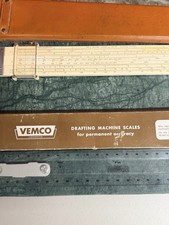 Vintage VEMCO 9P-6 Drafting Machine Scale Drafting Tool and K and E slide rule picture