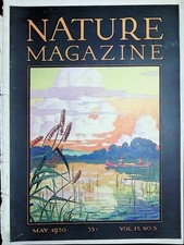 Original 1930 Nature Magazine Cover Only: Canoe Lake Sunset Jex Art picture