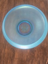 Fenton Glass Bowl Celeste Blue Stretch Iridized Low Profile Cupped Vintage picture