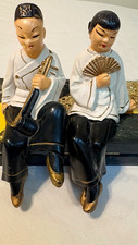Vintage Ceramic 1950s Asian S.R Signed 7” Man & Woman Figurines   picture