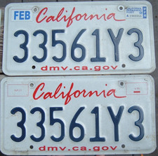 CALIFORNIA pair license plates Your choice 33561Y3 FREE US Shipping picture