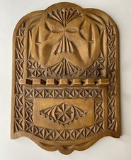 Antique Tramp Art Holder Spoons Keys ? Felt Over Carved Back 10” X 7” Read picture