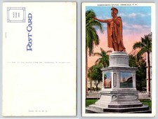 Kamehameha Statue Honolulu Hawaii Island Curio Co Postcard BA481 picture