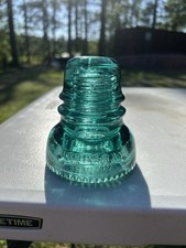 Antique Hemingray Aqua Green Glass Insulator Bubbles Swirls Telegraph Telephone picture
