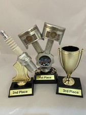 CAR SHOW TROPHY GROUP OF 3 TROPHIES FOR 1ST 2ND 3RD PLACE WITH PLACEMENTS picture
