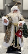 Irish Santa On Wood Stand Pot Of Gold Porcelain Face Paisley Print Coat  picture