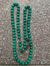 WOW Tibetan Turquoise Hand Carved *Pumpkin* 9mm Round 78 Beads Necklace picture