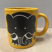 Vintage Waechtersbach W. Germany Yellow & Black Elephant Mug Cup 12oz EUC picture