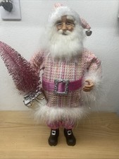 Karen Didion Pink Santa NEW Tweed Christmas Tree Whimsical Decor picture