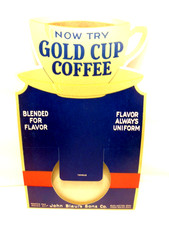 NOS VTG STORE COUNTER DISPLAY ADVERTISING GOLD CUP COFFEE ORIG PACKAGING IOWA picture
