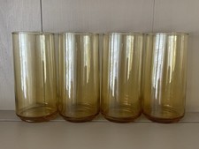 Set of 4 Vintage MCM Libbey Bolero Amber Honey Tumbler Glasses, 6” Tall picture