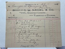 1897 G.W. Nagel & Co. Norwich New York Confectionery Tobacco Invoice picture